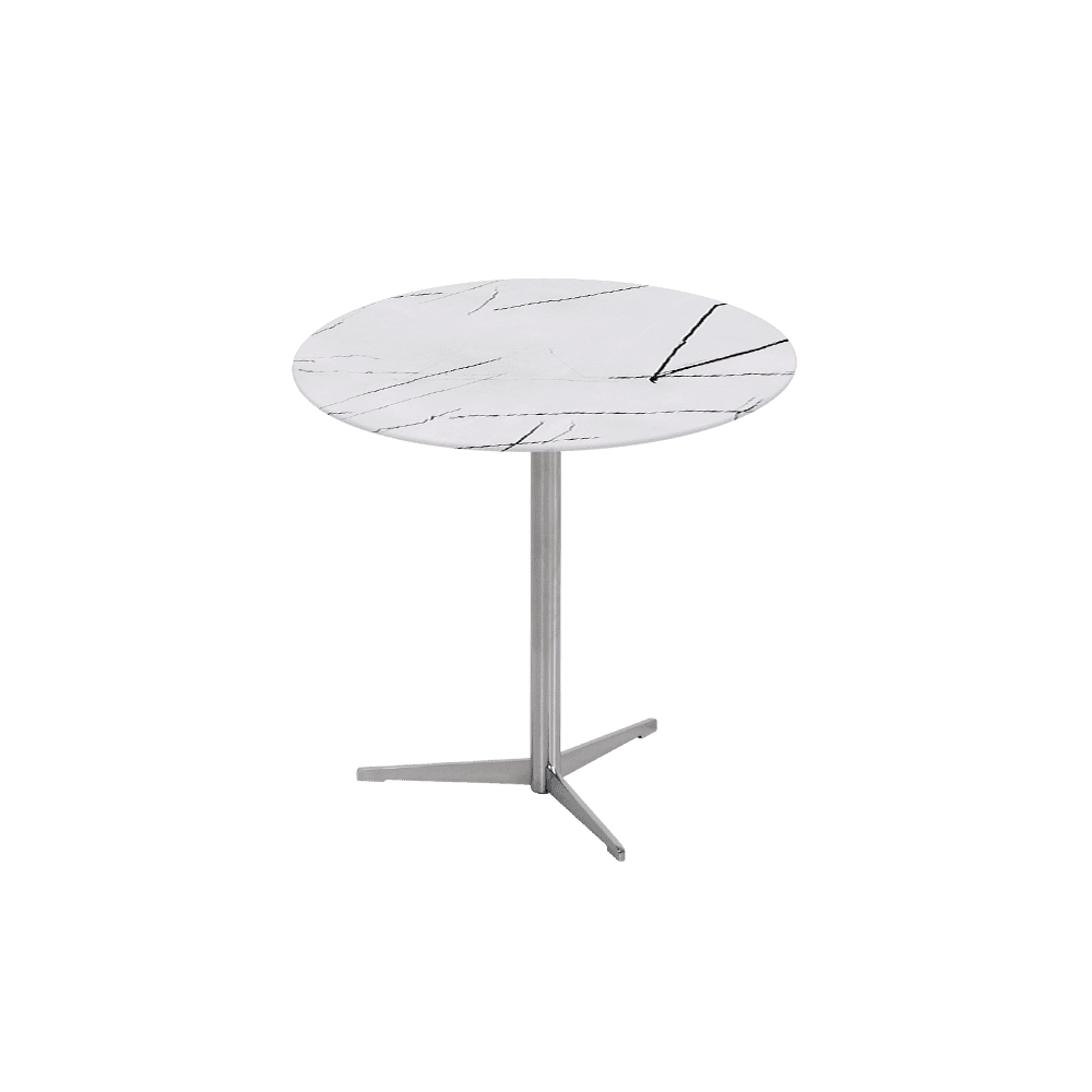 SILVIA Side Table - Mix & Match Marble Top with Silver Coloured Stainless Steel Base(500mm)