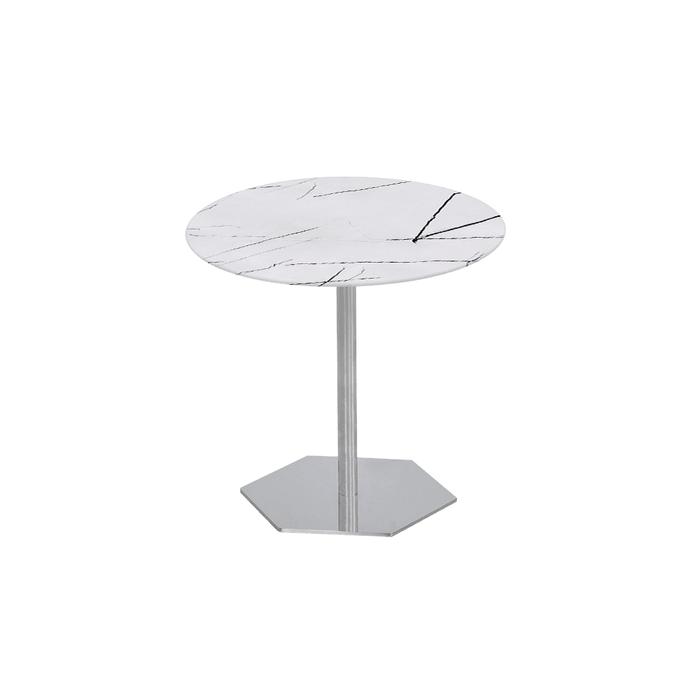 SILVIA Side Table - Mix & Match Marble Top with Silver Coloured Stainless Steel Base(500mm)
