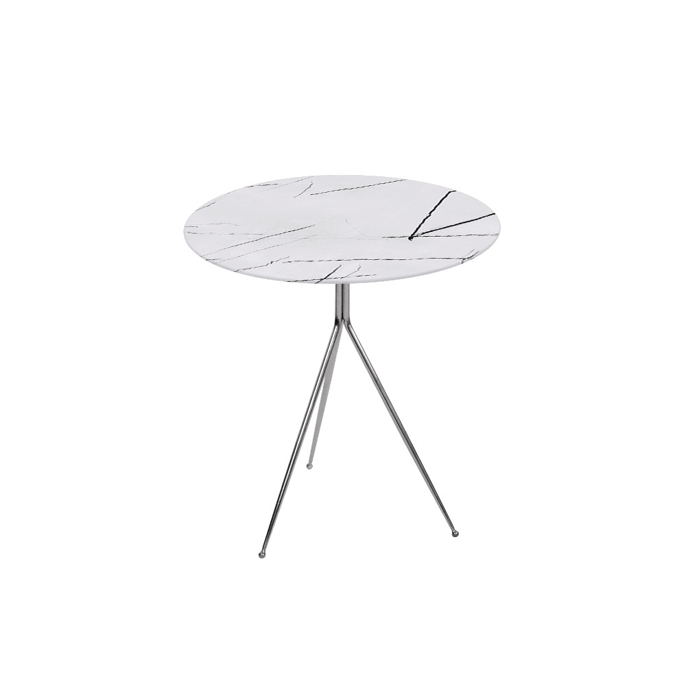 SILVIA Side Table - Mix & Match Marble Top with Silver Coloured Stainless Steel Base(500mm)