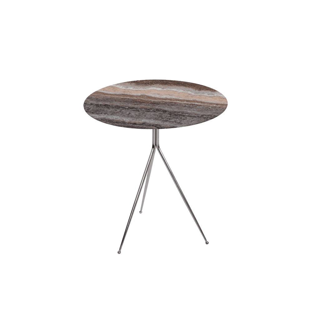 SILVIA Side Table - Mix & Match Marble Top with Silver Coloured Stainless Steel Base(500mm)