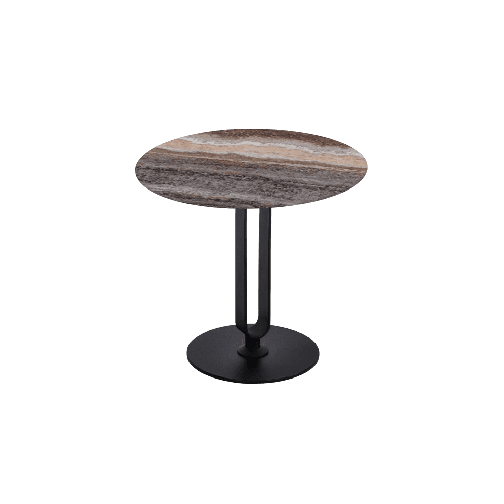 SELENA Side Table - Mix & Match Marble Top with Black Coloured Steel Base(500mm)