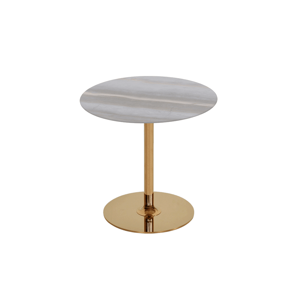 BELLA – Mix & Match Marble Side Table with Gold Coloured Stainless Steel Base (500mm)