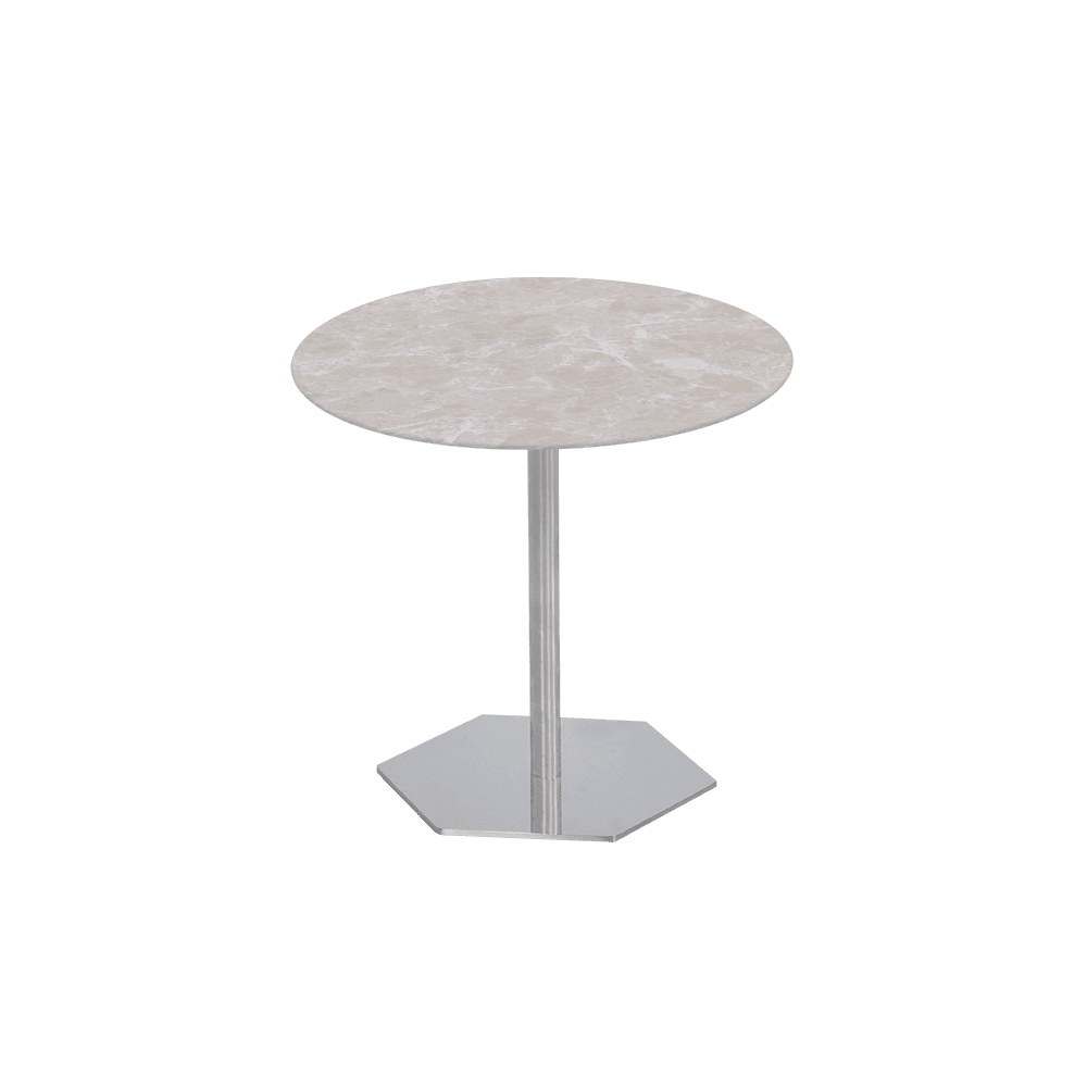 SILVIA Side Table - Mix & Match Marble Top with Silver Coloured Stainless Steel Base(500mm)