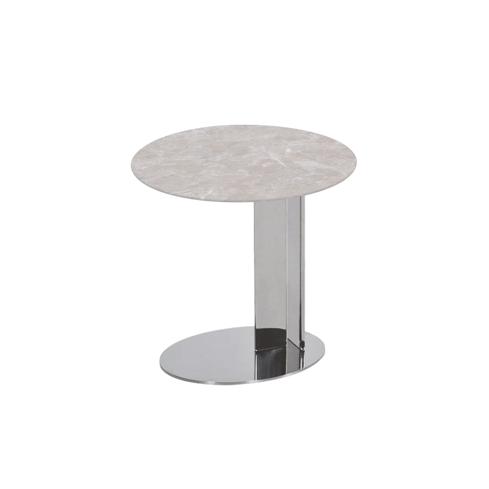 SILVIA Side Table - Mix & Match Marble Top with Silver Coloured Stainless Steel Base(500mm)