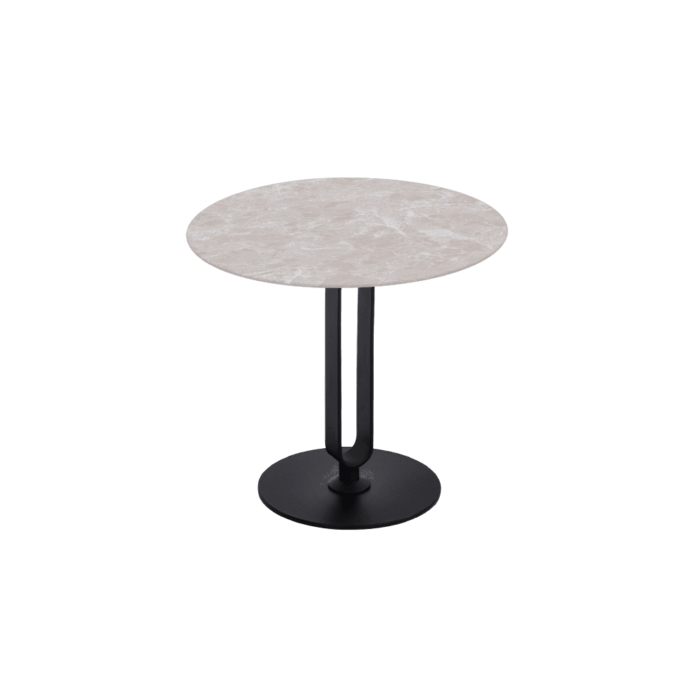 SELENA Side Table - Mix & Match Marble Top with Black Coloured Steel Base(500mm)