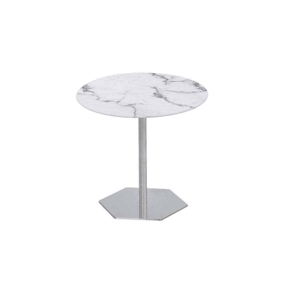 SILVIA Side Table - Mix & Match Marble Top with Silver Coloured Stainless Steel Base(500mm)