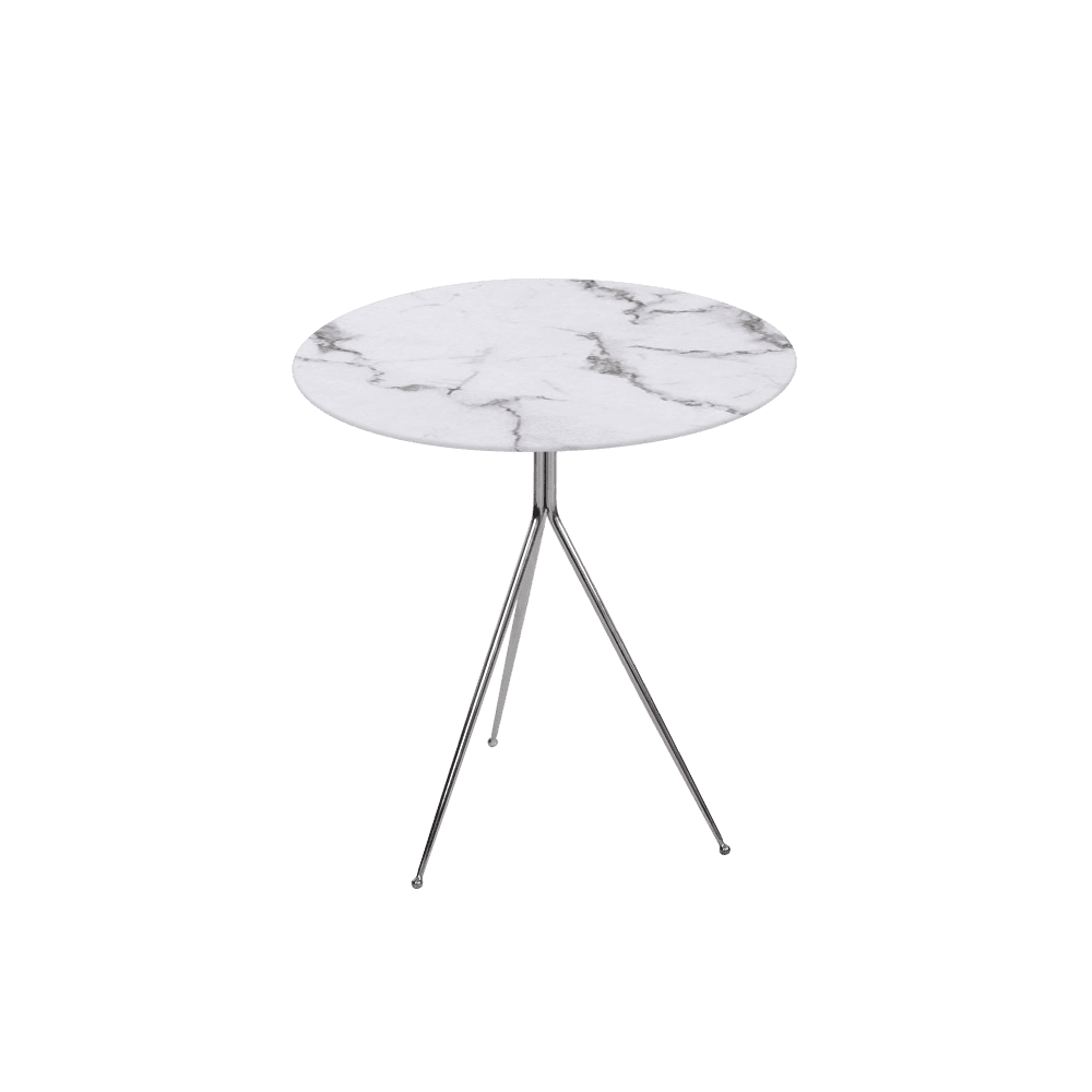 SILVIA Side Table - Mix & Match Marble Top with Silver Coloured Stainless Steel Base(500mm)