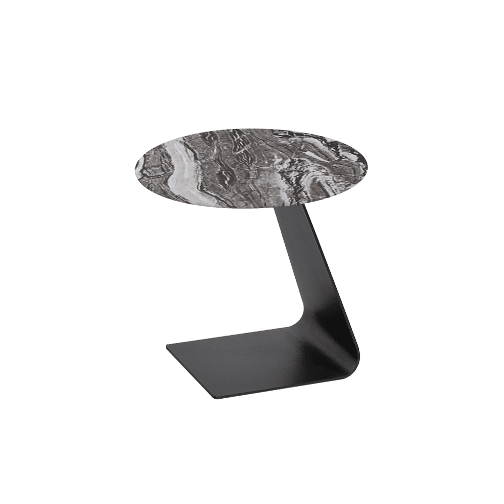 BAILEY Side Table - Mix & Match Marble Top with Black Coloured Steel Base(500mm)