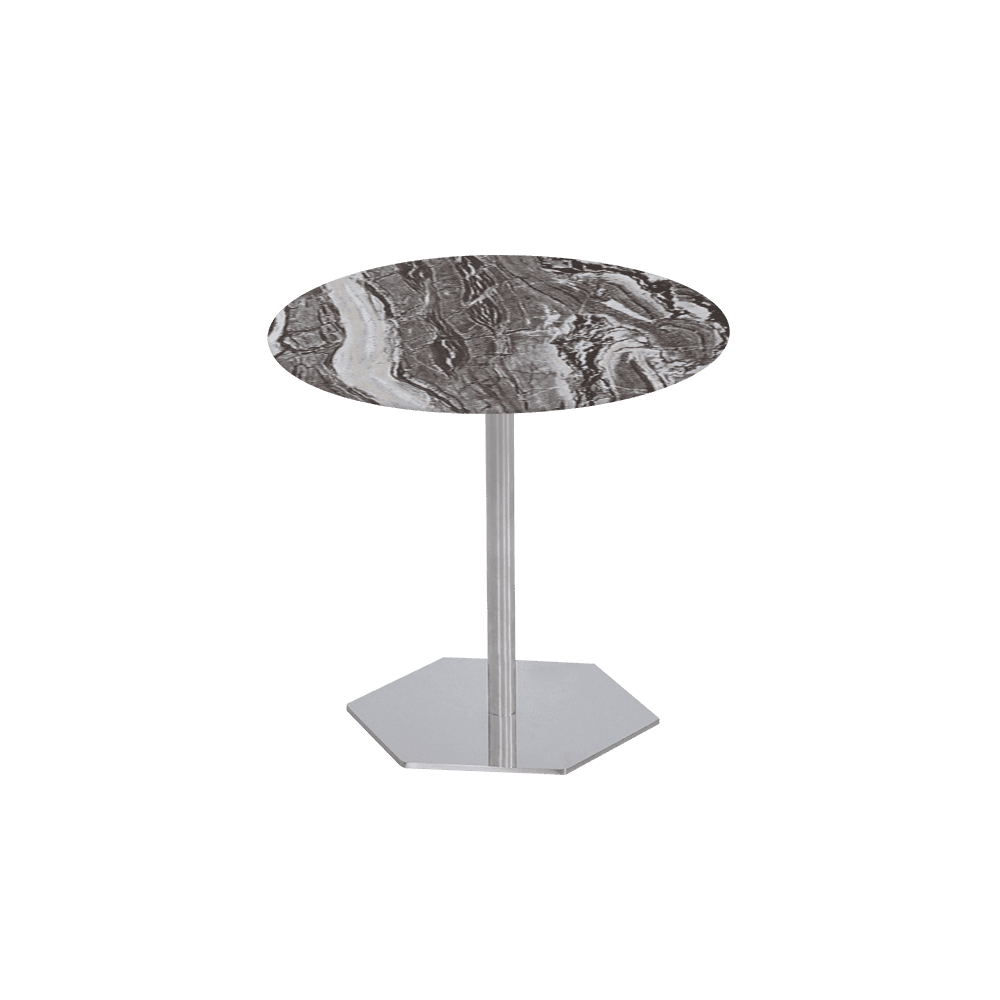 SILVIA Side Table - Mix & Match Marble Top with Silver Coloured Stainless Steel Base(500mm)