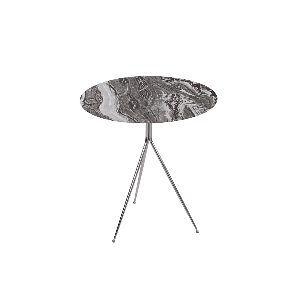 SILVIA Side Table - Mix & Match Marble Top with Silver Coloured Stainless Steel Base(500mm)