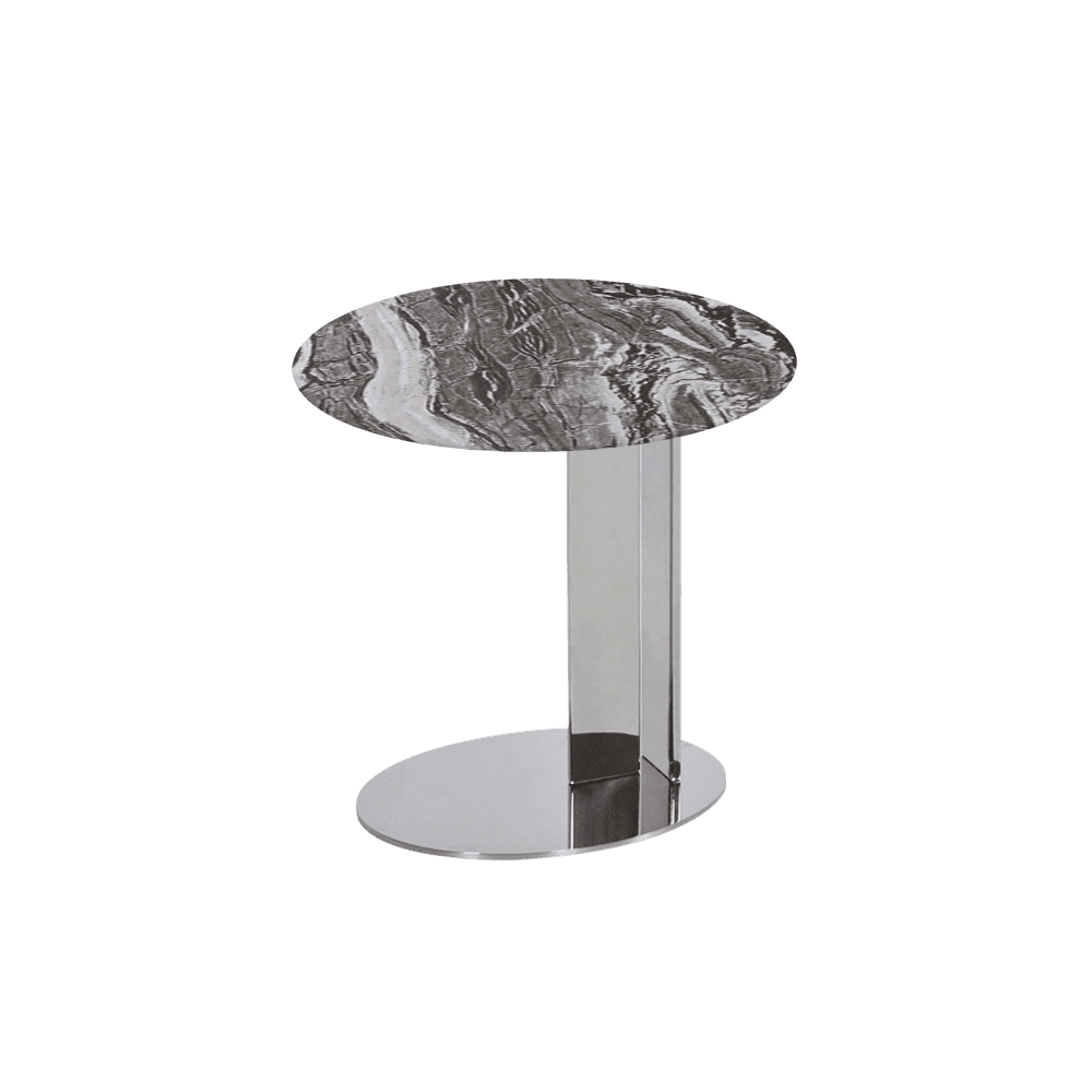 SILVIA Side Table - Mix & Match Marble Top with Silver Coloured Stainless Steel Base(500mm)