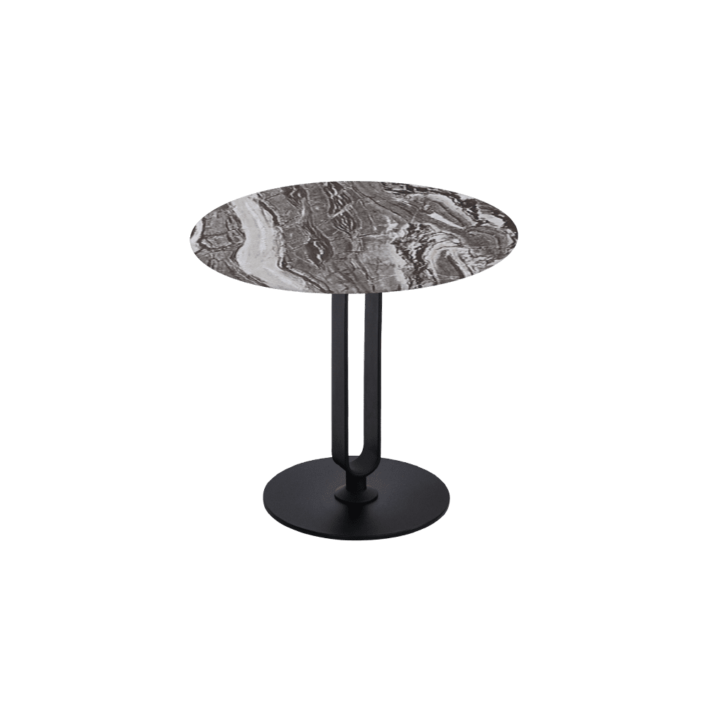 SELENA Side Table - Mix & Match Marble Top with Black Coloured Steel Base(500mm)