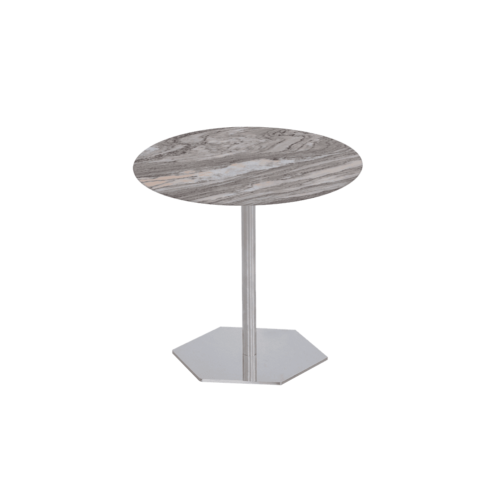 SILVIA Side Table - Mix & Match Marble Top with Silver Coloured Stainless Steel Base(500mm)