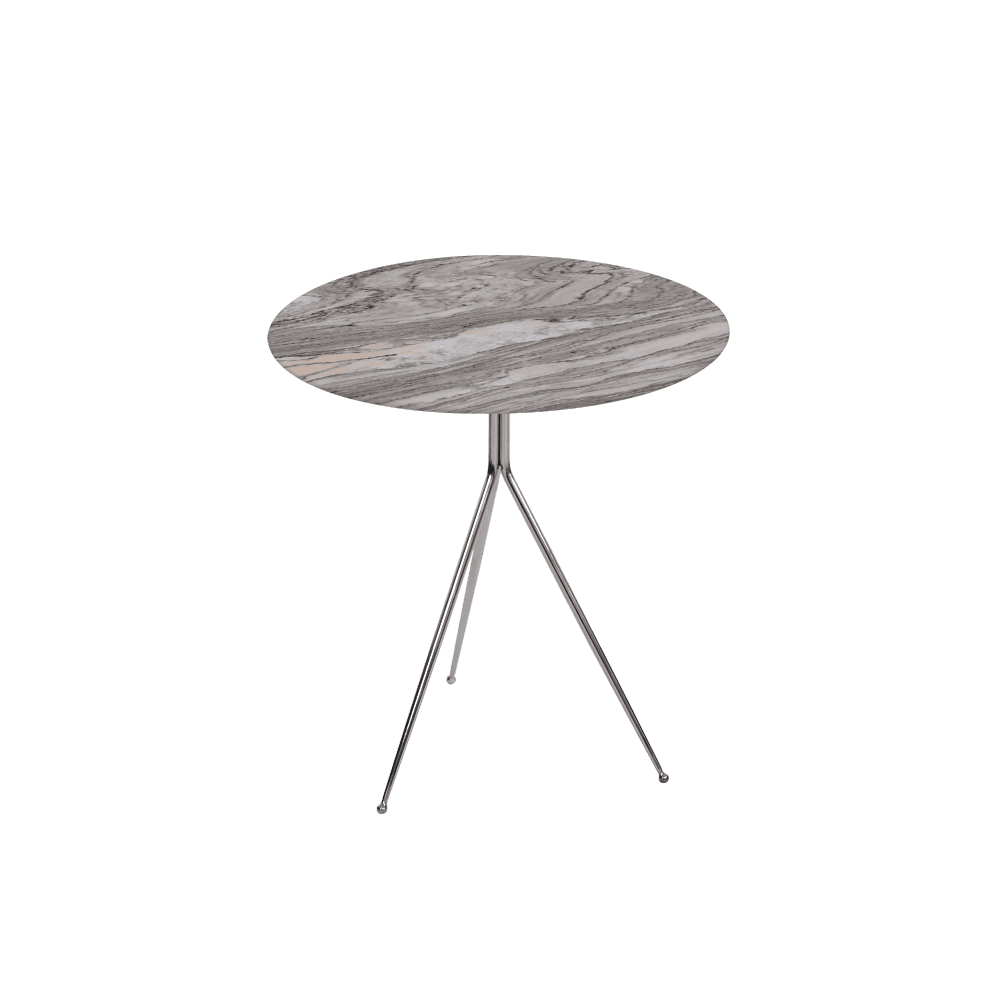 SILVIA Side Table - Mix & Match Marble Top with Silver Coloured Stainless Steel Base(500mm)