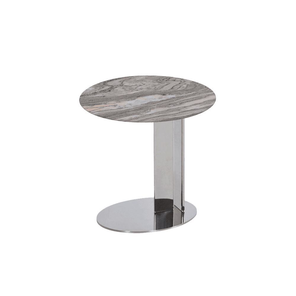 SILVIA Side Table - Mix & Match Marble Top with Silver Coloured Stainless Steel Base(500mm)