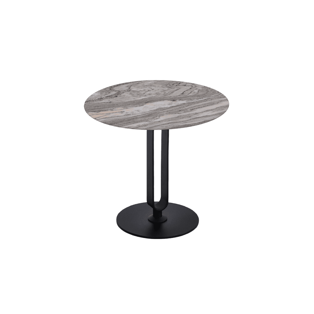 SELENA Side Table - Mix & Match Marble Top with Black Coloured Steel Base(500mm)