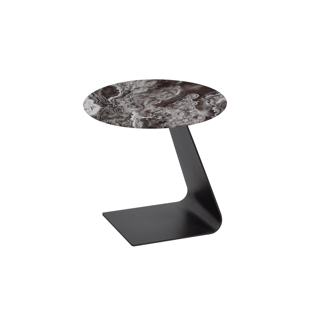 BAILEY Side Table - Mix & Match Marble Top with Black Coloured Steel Base(500mm)