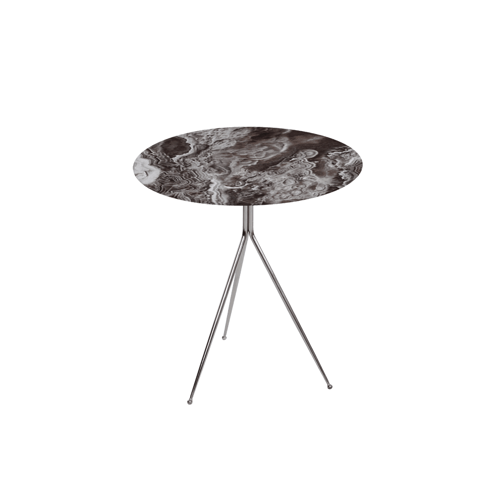 SILVIA Side Table - Mix & Match Marble Top with Silver Coloured Stainless Steel Base(500mm)