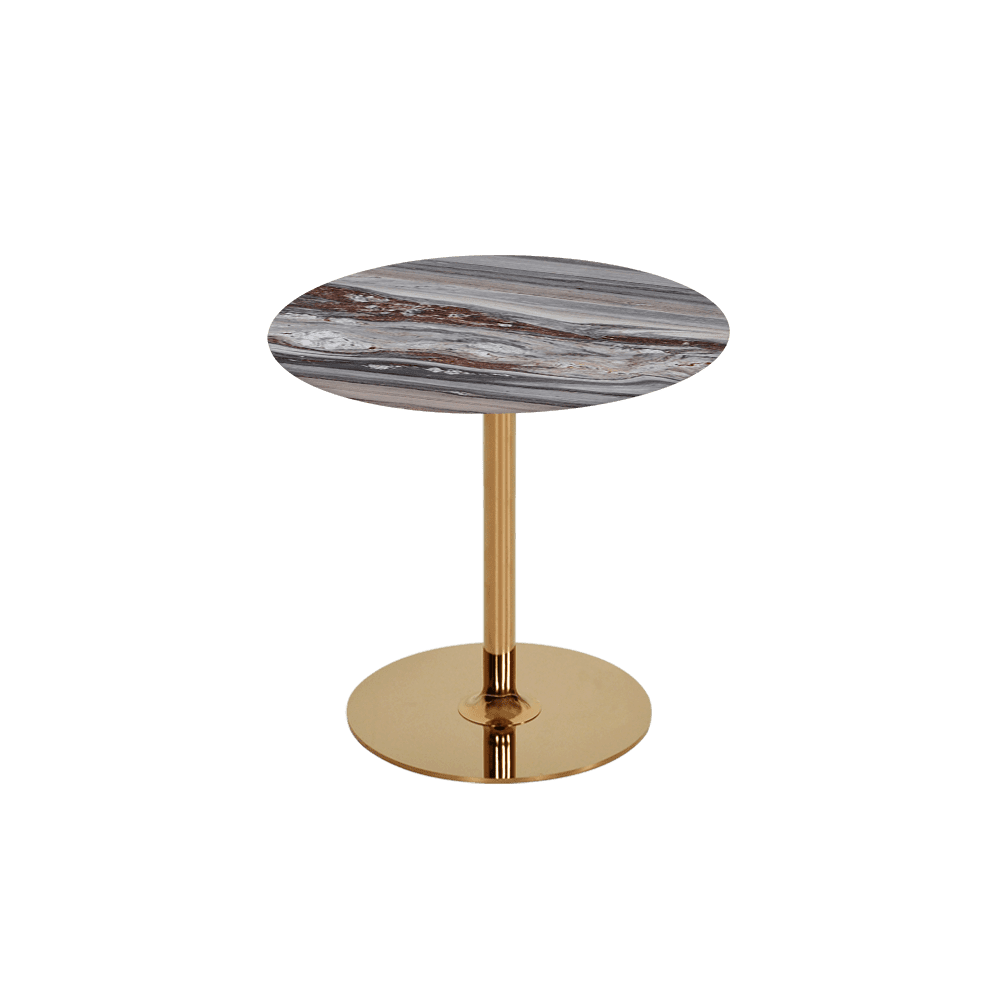 BELLA – Mix & Match Marble Side Table with Gold Coloured Stainless Steel Base (500mm)