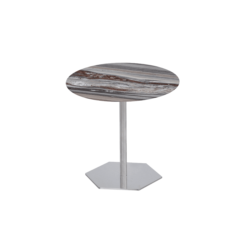 SILVIA Side Table - Mix & Match Marble Top with Silver Coloured Stainless Steel Base(500mm)