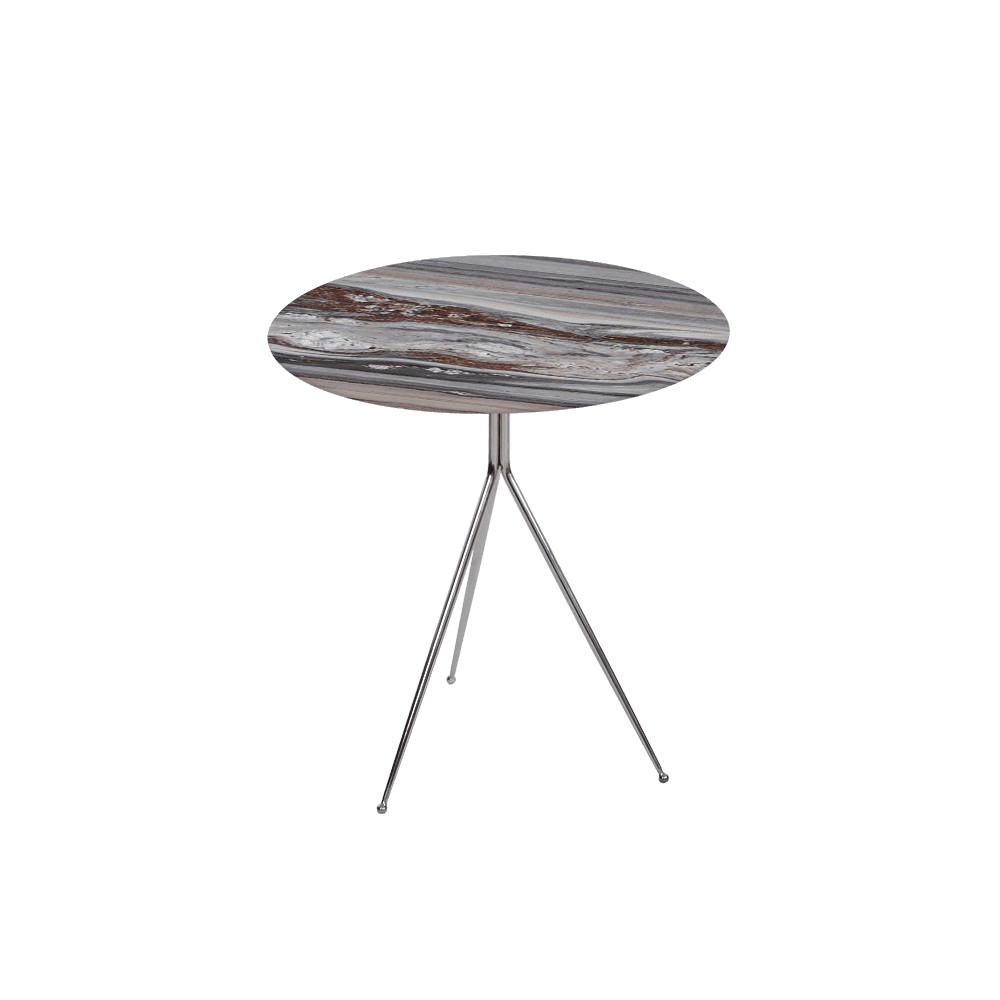 SILVIA Side Table - Mix & Match Marble Top with Silver Coloured Stainless Steel Base(500mm)
