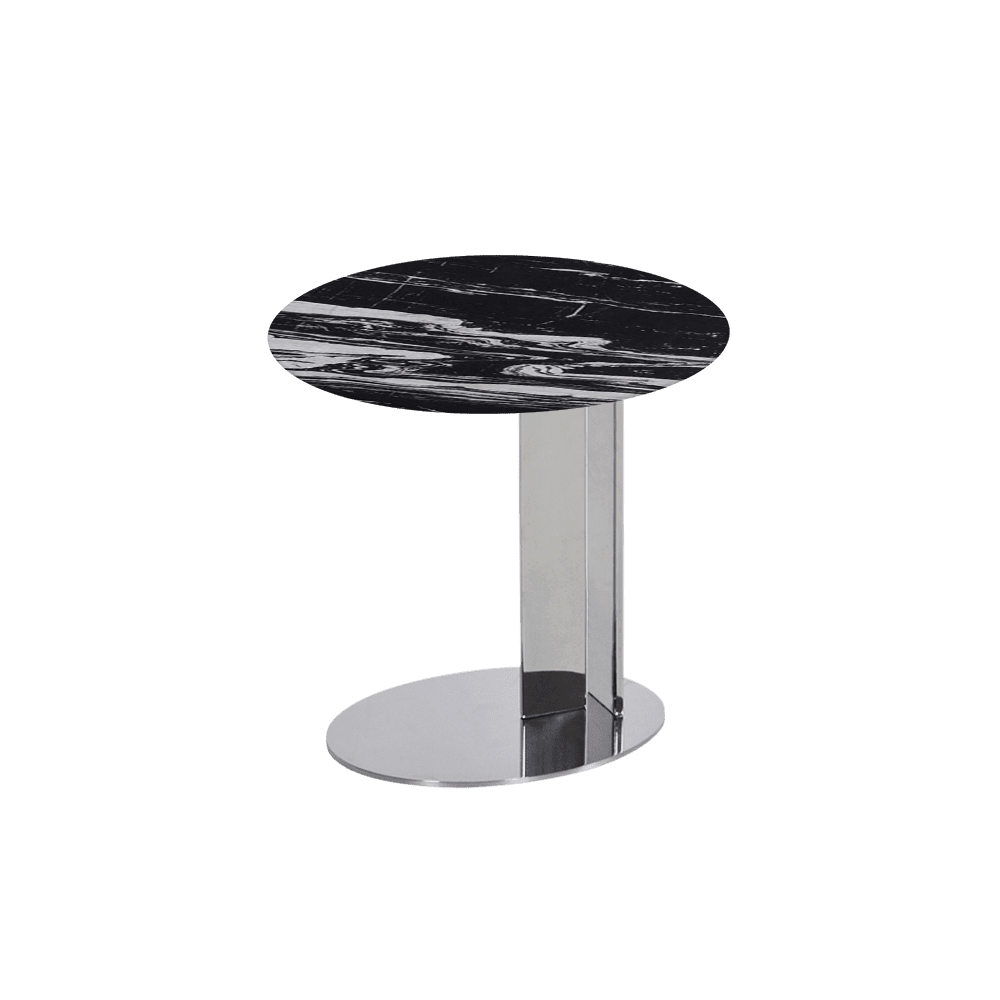 SILVIA Side Table - Mix & Match Marble Top with Silver Coloured Stainless Steel Base(500mm)