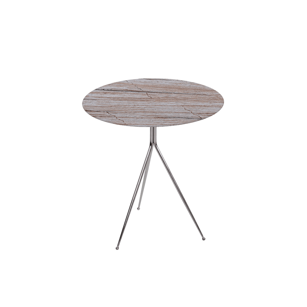 SILVIA Side Table - Mix & Match Marble Top with Silver Coloured Stainless Steel Base(500mm)