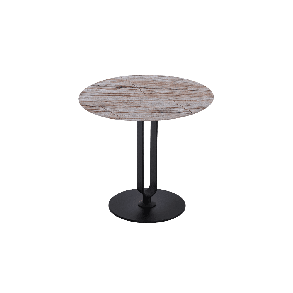 SELENA Side Table - Mix & Match Marble Top with Black Coloured Steel Base(500mm)