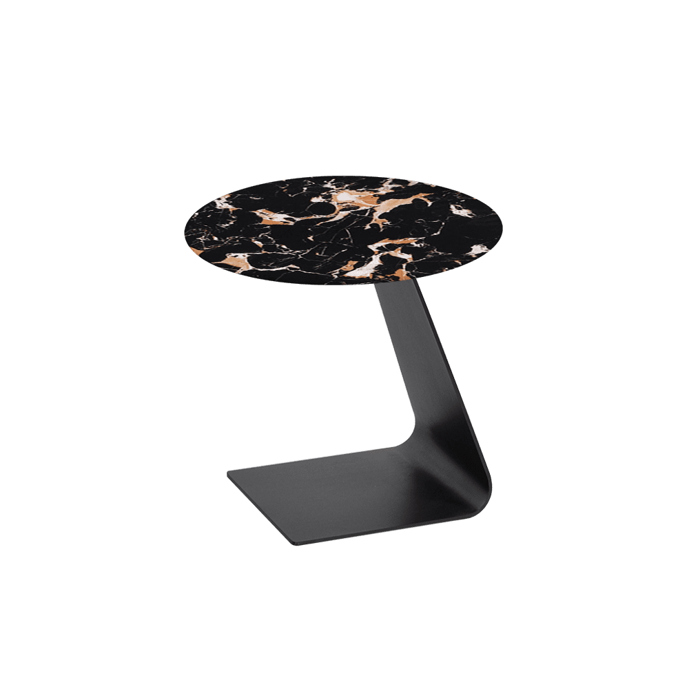 BAILEY Side Table - Mix & Match Marble Top with Black Coloured Steel Base(500mm)