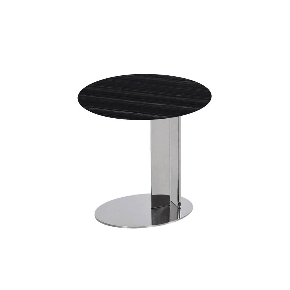 SILVIA Side Table - Mix & Match Marble Top with Silver Coloured Stainless Steel Base(500mm)