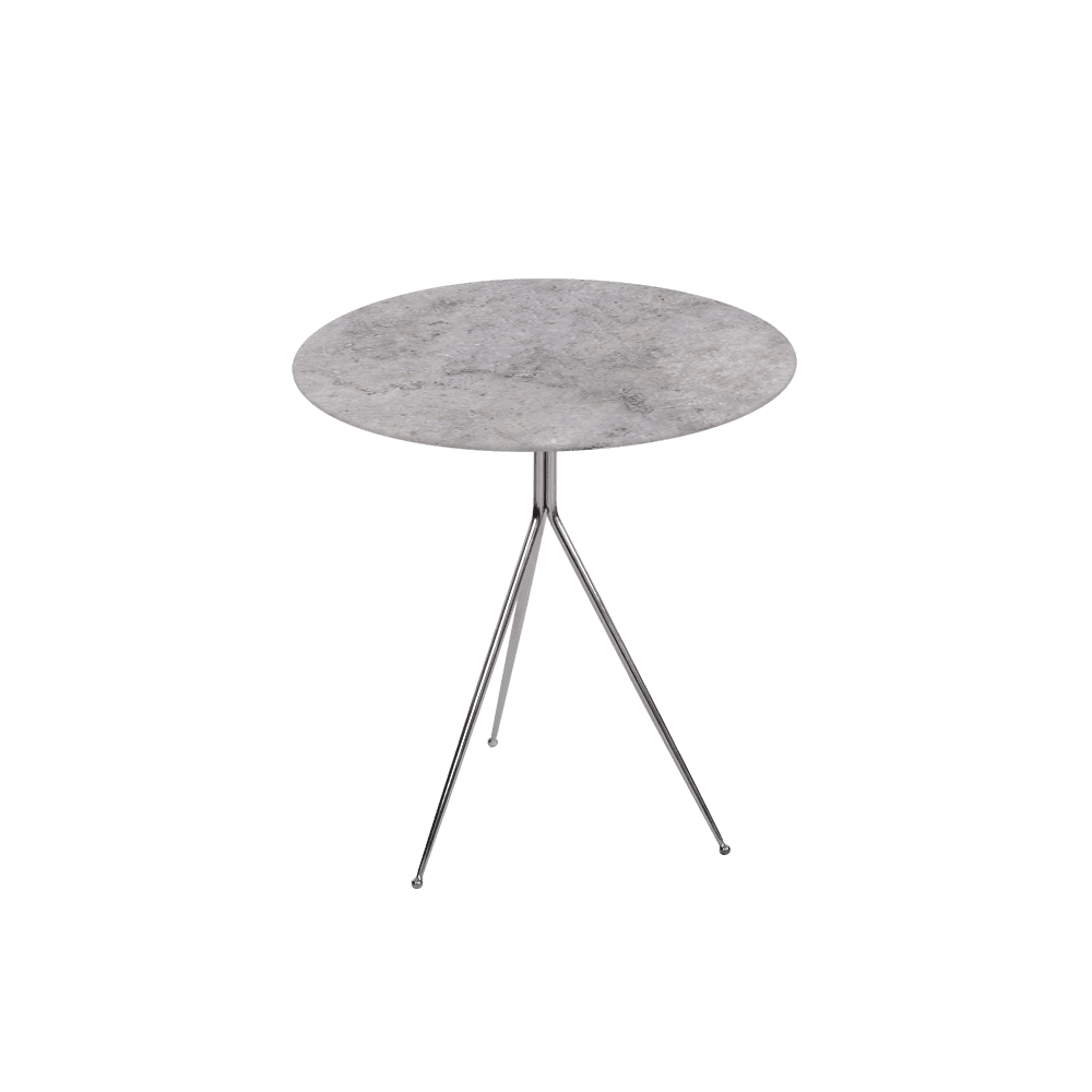 SILVIA Side Table - Mix & Match Marble Top with Silver Coloured Stainless Steel Base(500mm)