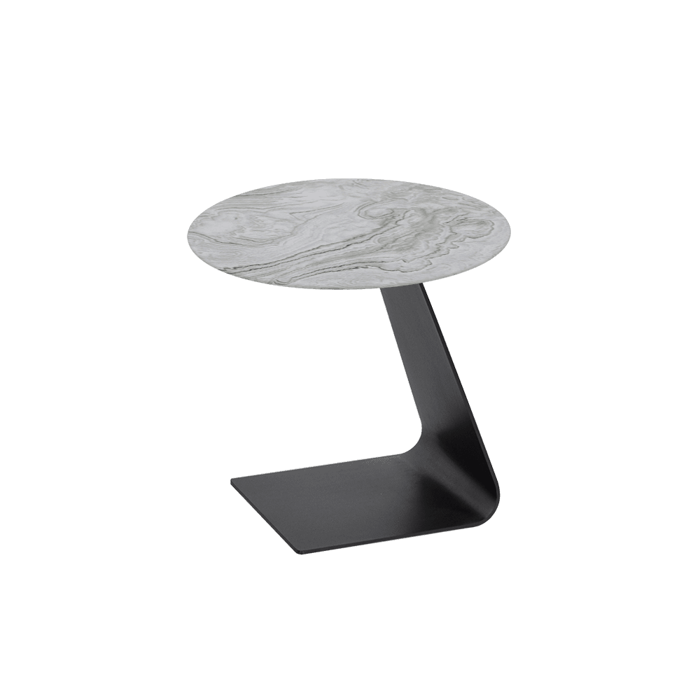 BAILEY Side Table - Mix & Match Marble Top with Black Coloured Steel Base(500mm)