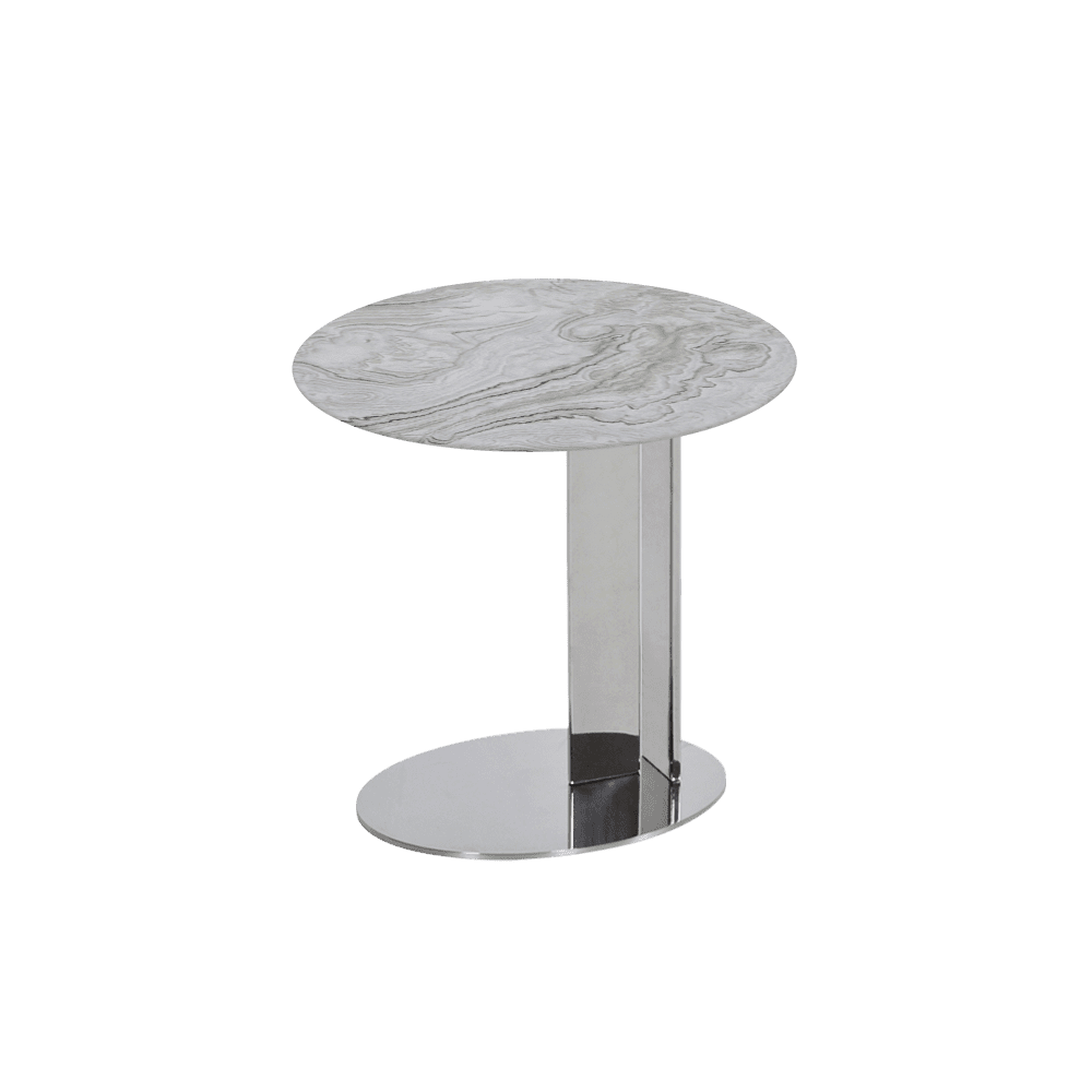 SILVIA Side Table - Mix & Match Marble Top with Silver Coloured Stainless Steel Base(500mm)