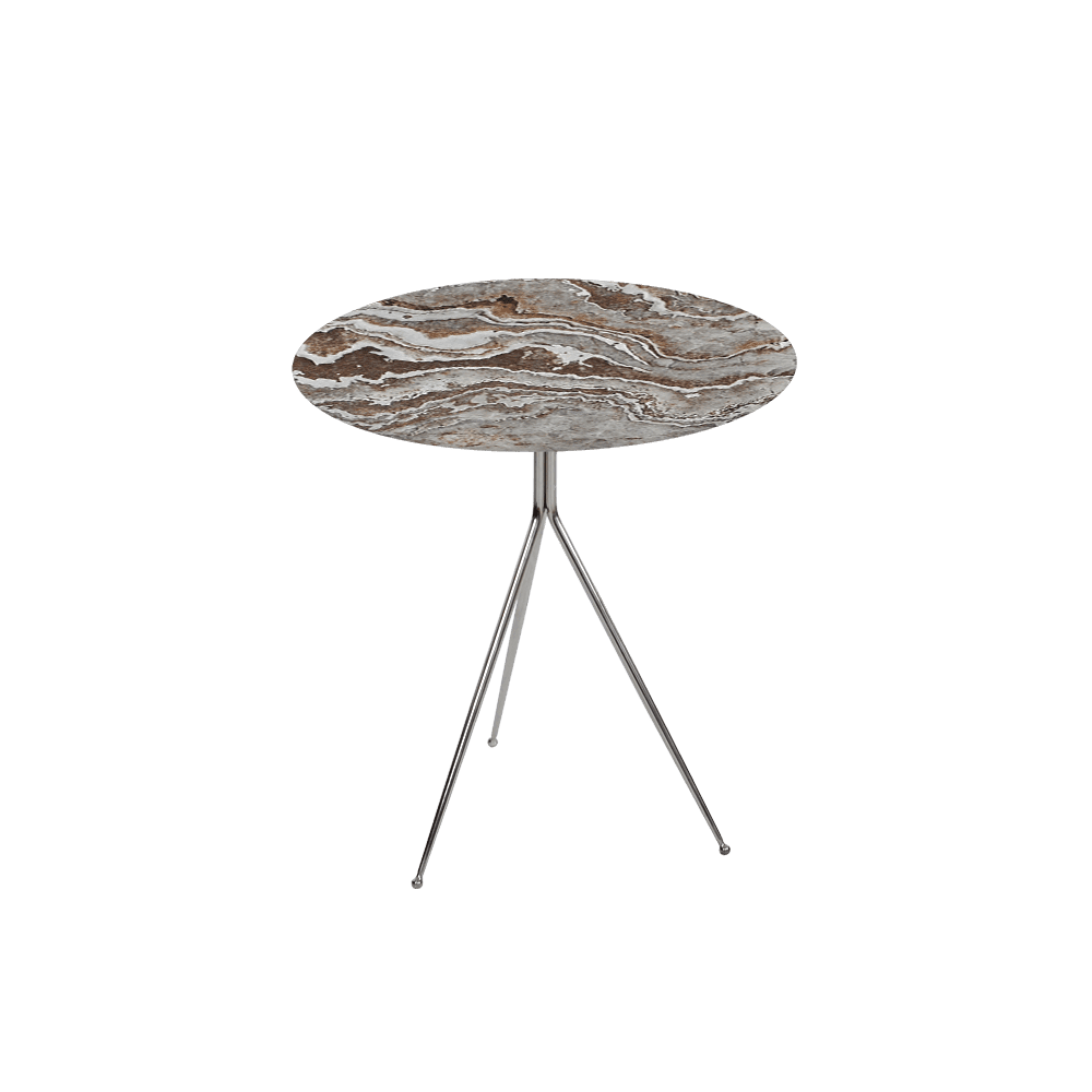 SILVIA Side Table - Mix & Match Marble Top with Silver Coloured Stainless Steel Base(500mm)