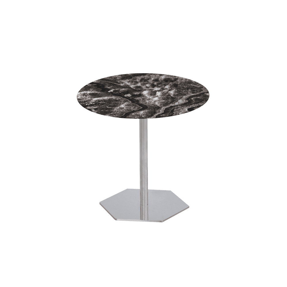SILVIA Side Table - Mix & Match Marble Top with Silver Coloured Stainless Steel Base(500mm)