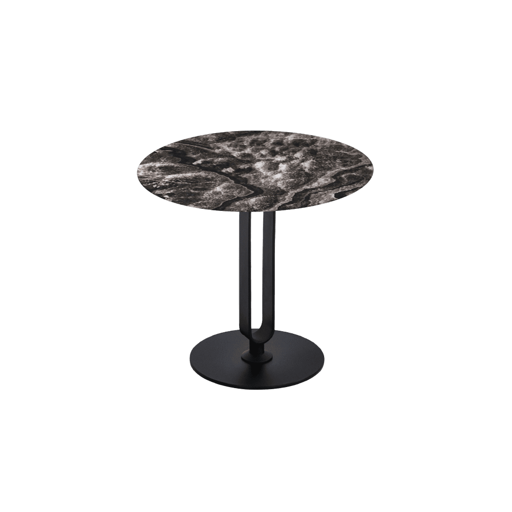 SELENA Side Table - Mix & Match Marble Top with Black Coloured Steel Base(500mm)