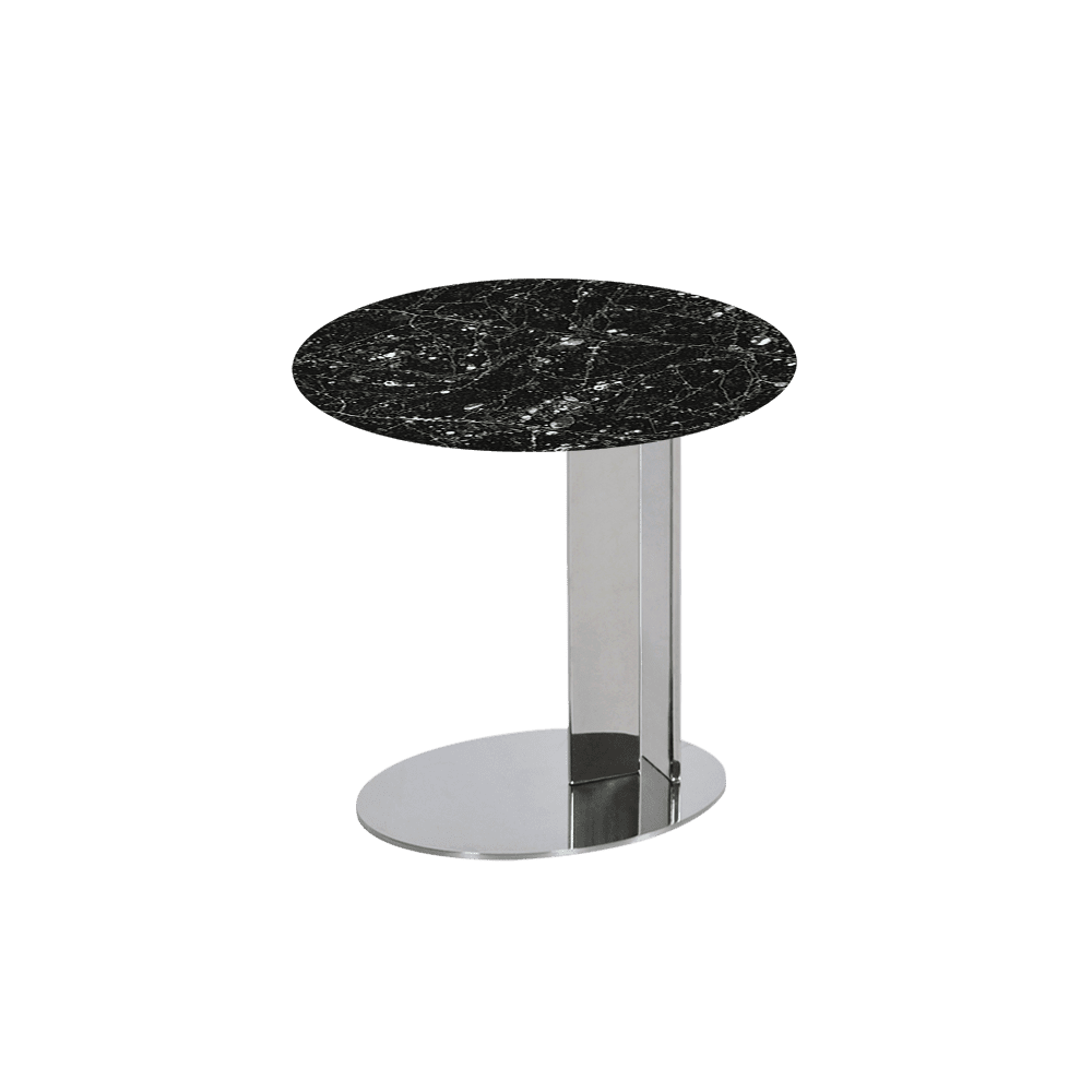SILVIA Side Table - Mix & Match Marble Top with Silver Coloured Stainless Steel Base(500mm)