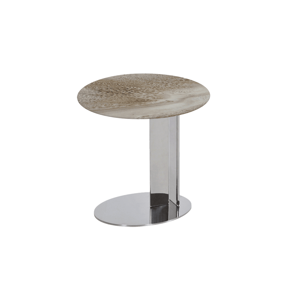 SILVIA Side Table - Mix & Match Marble Top with Silver Coloured Stainless Steel Base(500mm)