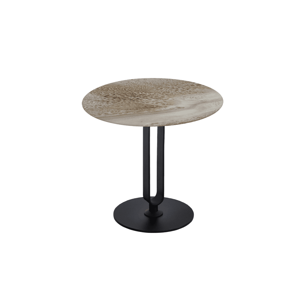 SELENA Side Table - Mix & Match Marble Top with Black Coloured Steel Base(500mm)