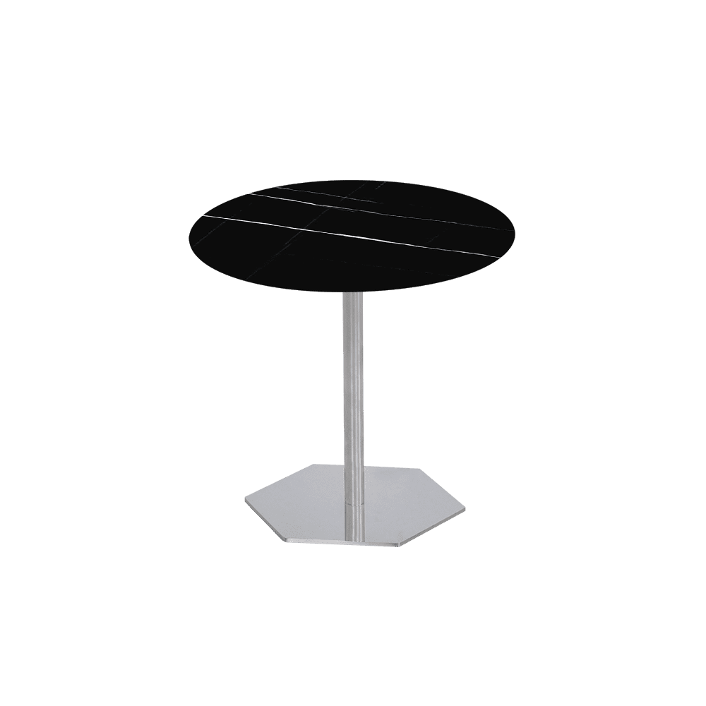 SILVIA Side Table - Mix & Match Marble Top with Silver Coloured Stainless Steel Base(500mm)