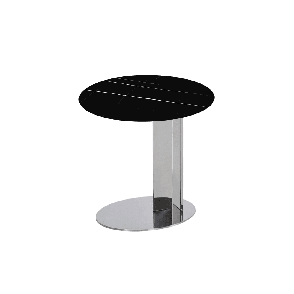SILVIA Side Table - Mix & Match Marble Top with Silver Coloured Stainless Steel Base(500mm)