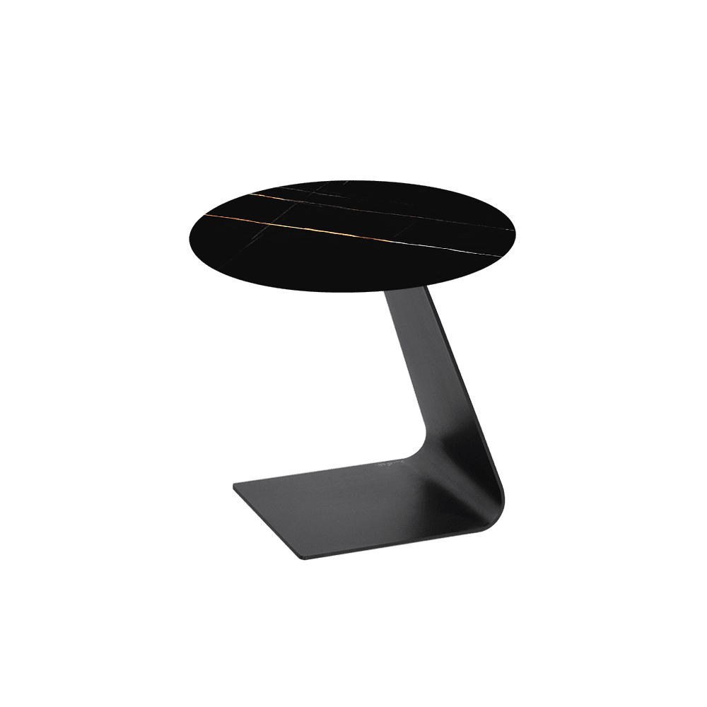 BAILEY Side Table - Mix & Match Marble Top with Black Coloured Steel Base(500mm)