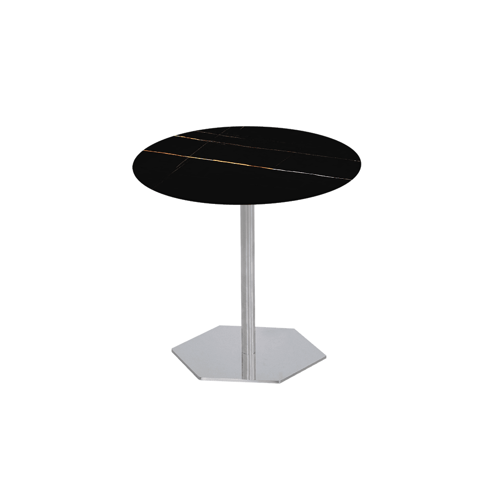 SILVIA Side Table - Mix & Match Marble Top with Silver Coloured Stainless Steel Base(500mm)