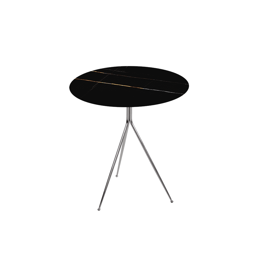 SILVIA Side Table - Mix & Match Marble Top with Silver Coloured Stainless Steel Base(500mm)