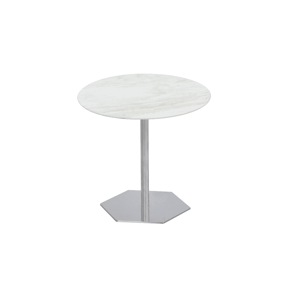 SILVIA Side Table - Mix & Match Marble Top with Silver Coloured Stainless Steel Base(500mm)