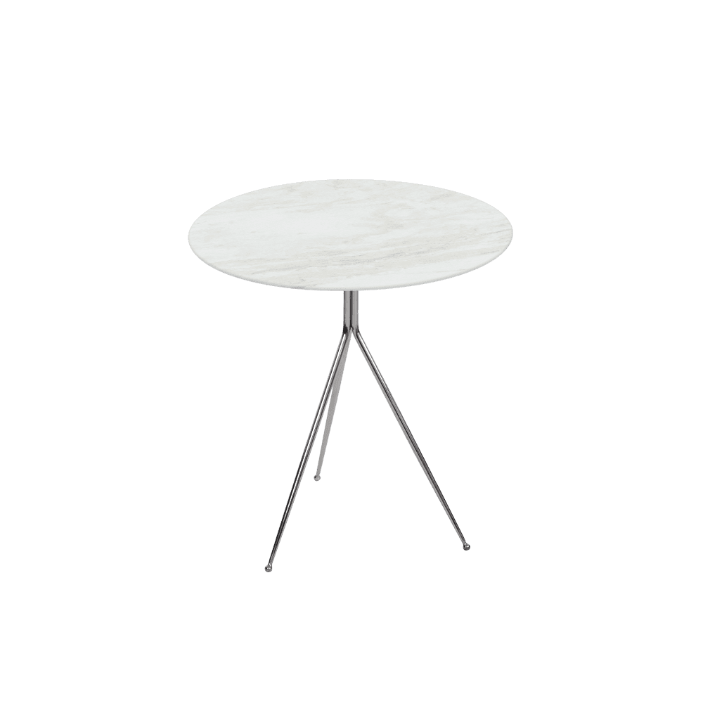 SILVIA Side Table - Mix & Match Marble Top with Silver Coloured Stainless Steel Base(500mm)