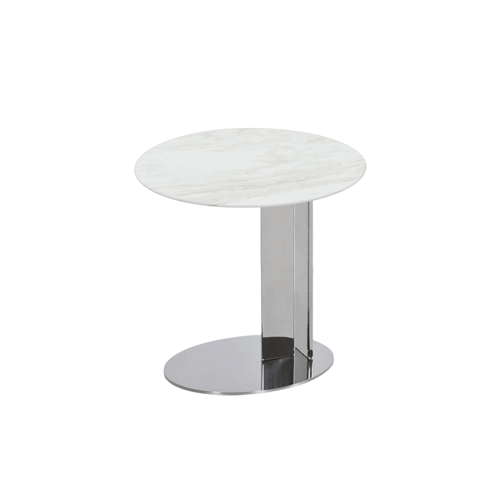 SILVIA Side Table - Mix & Match Marble Top with Silver Coloured Stainless Steel Base(500mm)