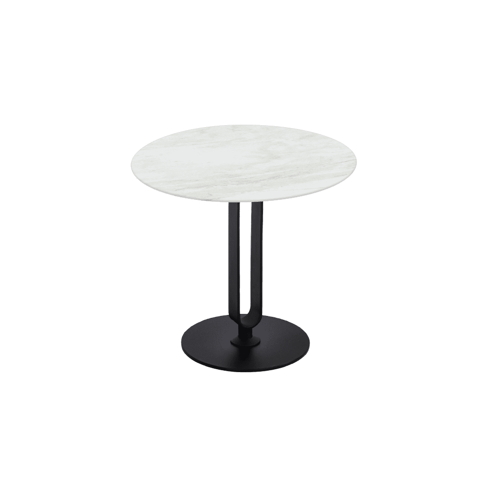 SELENA Side Table - Mix & Match Marble Top with Black Coloured Steel Base(500mm)