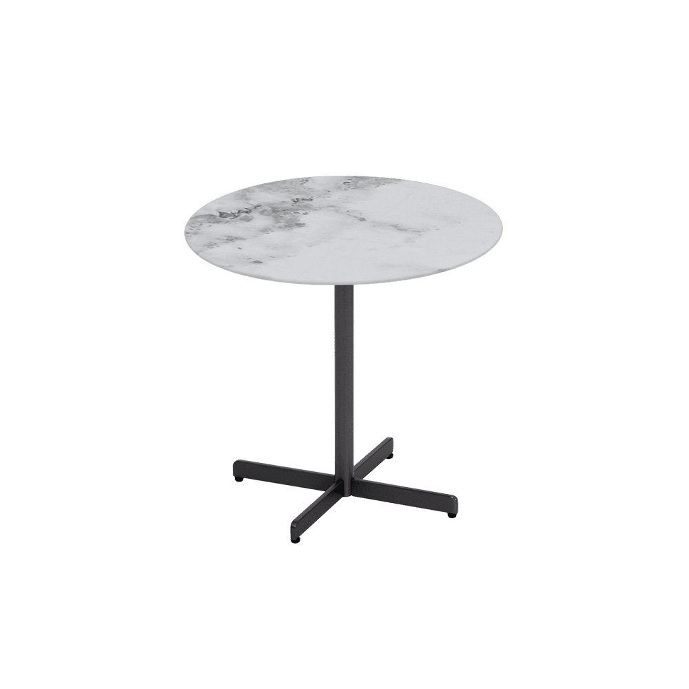 BAILEY Side Table - Mix & Match Marble Top with Black Coloured Steel Base(500mm)