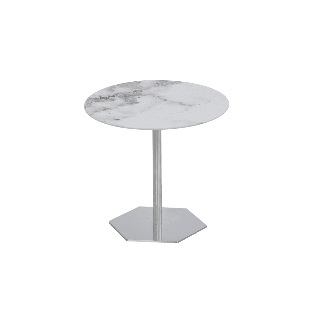 SILVIA Side Table - Mix & Match Marble Top with Silver Coloured Stainless Steel Base(500mm)
